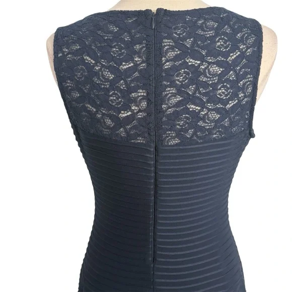 Gabby Skye Sleeveless Fit and Flare A-Line Cocktail Dress, Navy Blue, Size 12 - Picture 6 of 9